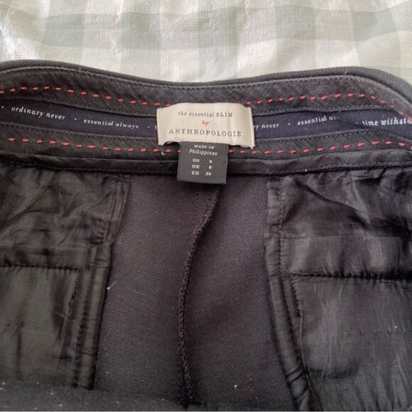 Anthropologie black trousers cargo pants stretch high rise straight leg pocket 4 - Picture 3 of 12